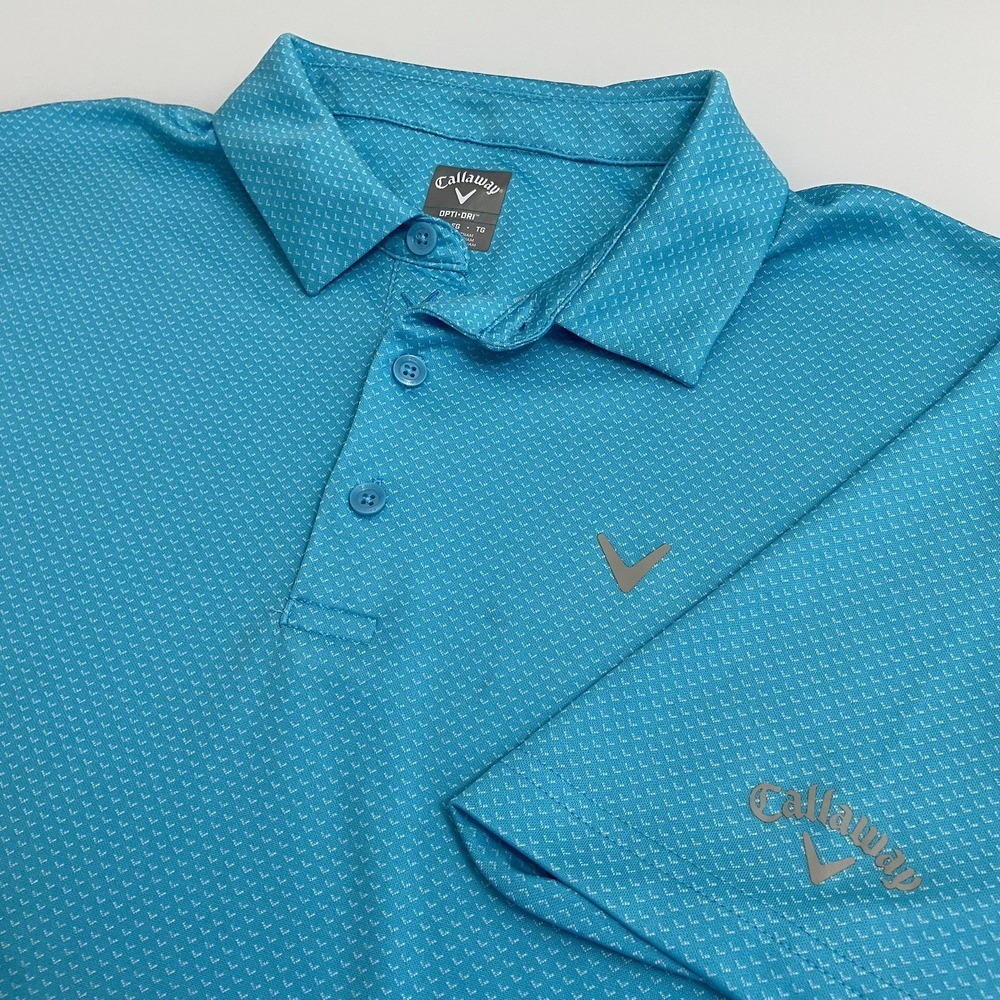 Callaway Opti-Dri Polo Blue Geometric‎ All Over Graphic Size XL Short Sleeve